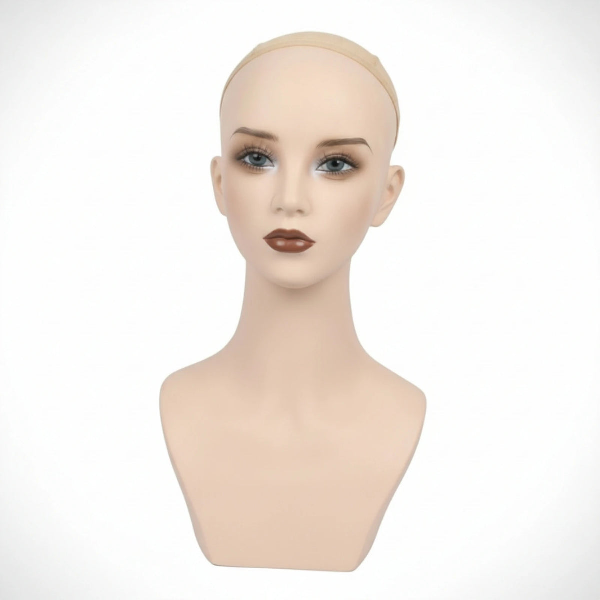 Flesh-Tone Mannequin Head with Shoulders | Wig Display Form