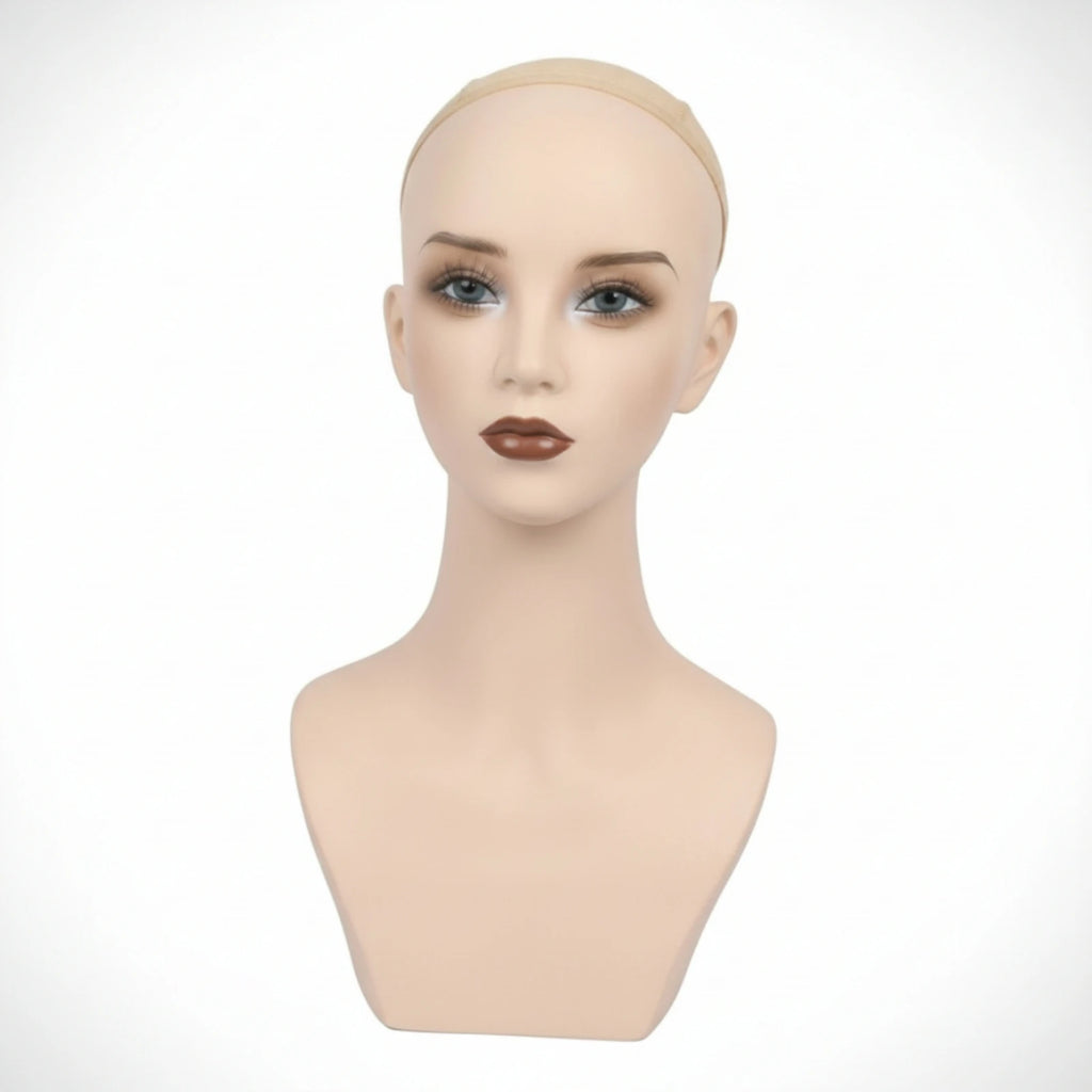Flesh-Toned Mannequin Head with Shoulders | Wig Display