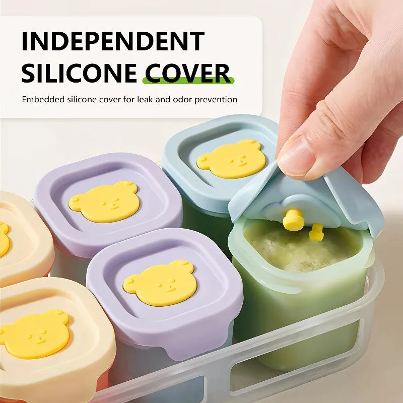 Silicone Baby Food Freezer Grid Mold & Ice Tray Storage Box