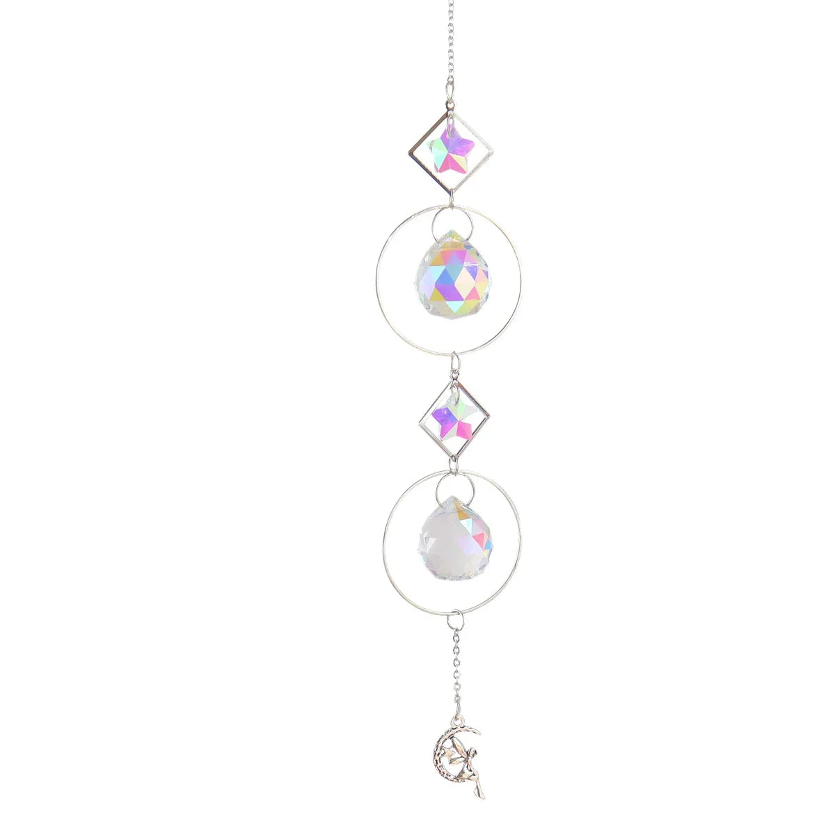 Moon & Sun Crystal Suncatcher | K9 Rainbow Prism Window Pendant