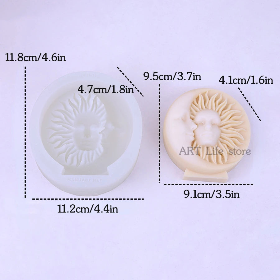 3D Sun Moon Face Silicone Mold – Candle Soap Resin Casting