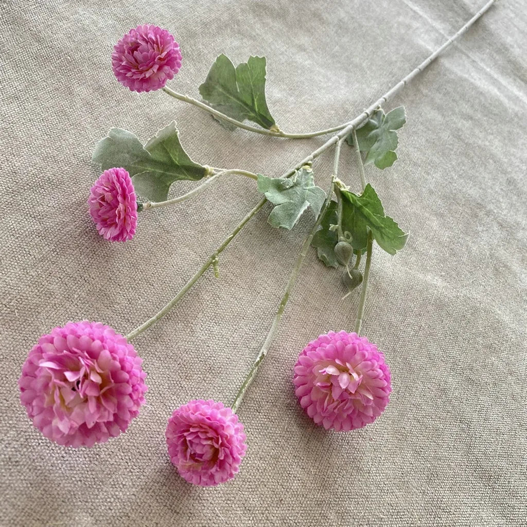 Bendable Artificial Chrysanthemum Stem | 5 Flocked Heads