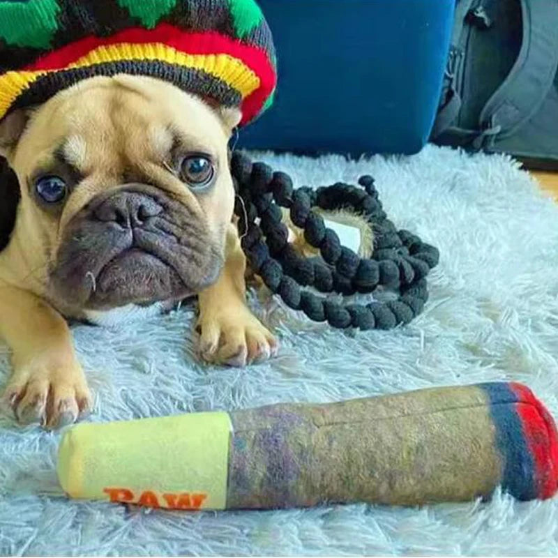 Cigar Plush Squeaky Dog Toy – Interactive Chew for Dogs
