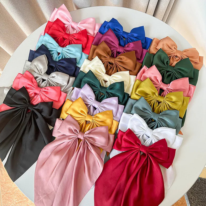 Bow Ribbon Hair Clip – Handmade Satin Barrette for Women & Girls