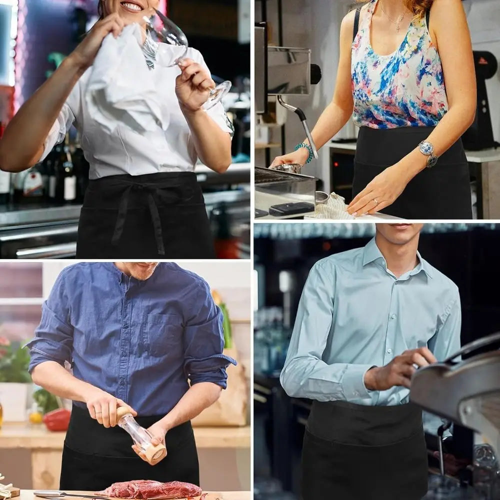 Unisex 3-Pocket Half Waist Chef Apron | Polyester Canvas