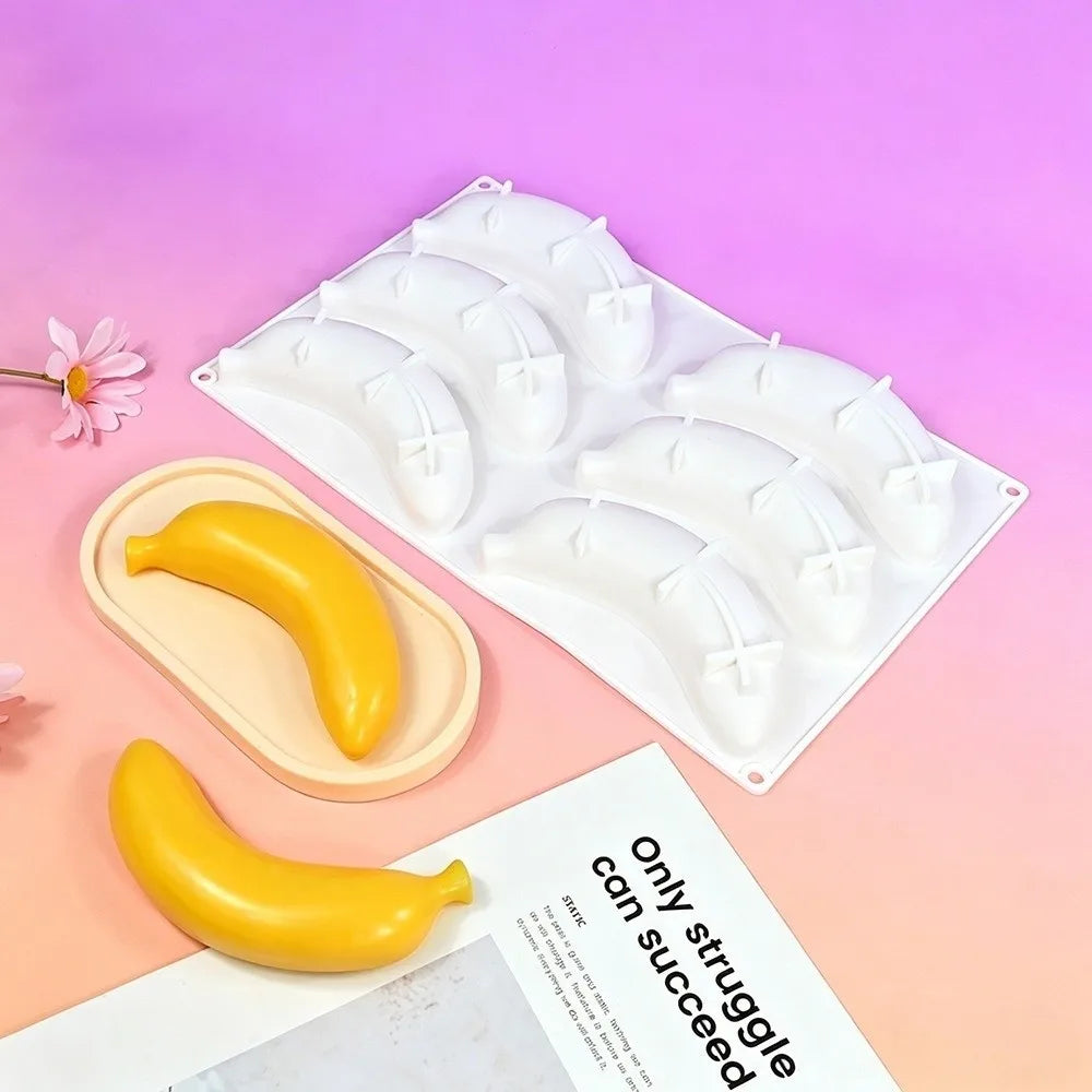 6-Cell Banana Silicone Cake & Chocolate Mold | Food Grade