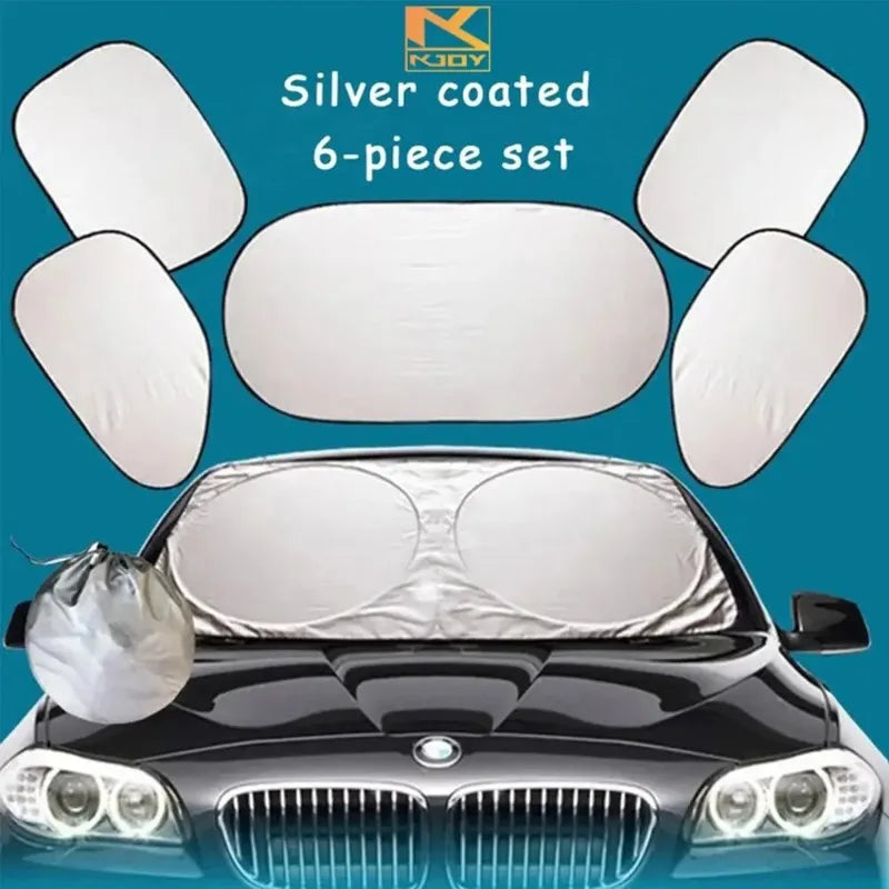 6-Piece Car Sunshade Set – UV & Snow Protection All Windows