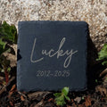 Personalized Dog Memorial Slate Plaque – Pawprint Stone