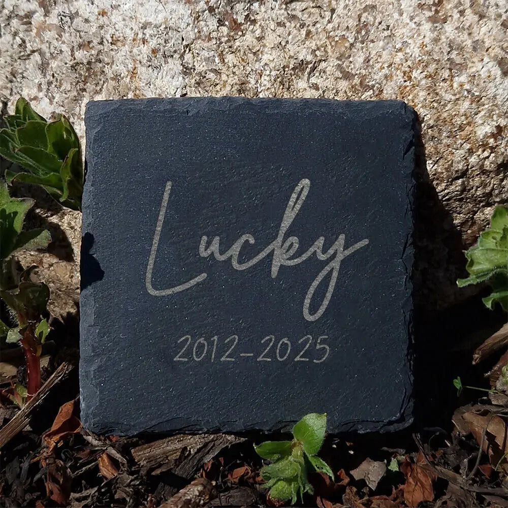 Personalized Dog Memorial Slate Plaque – Pawprint Stone
