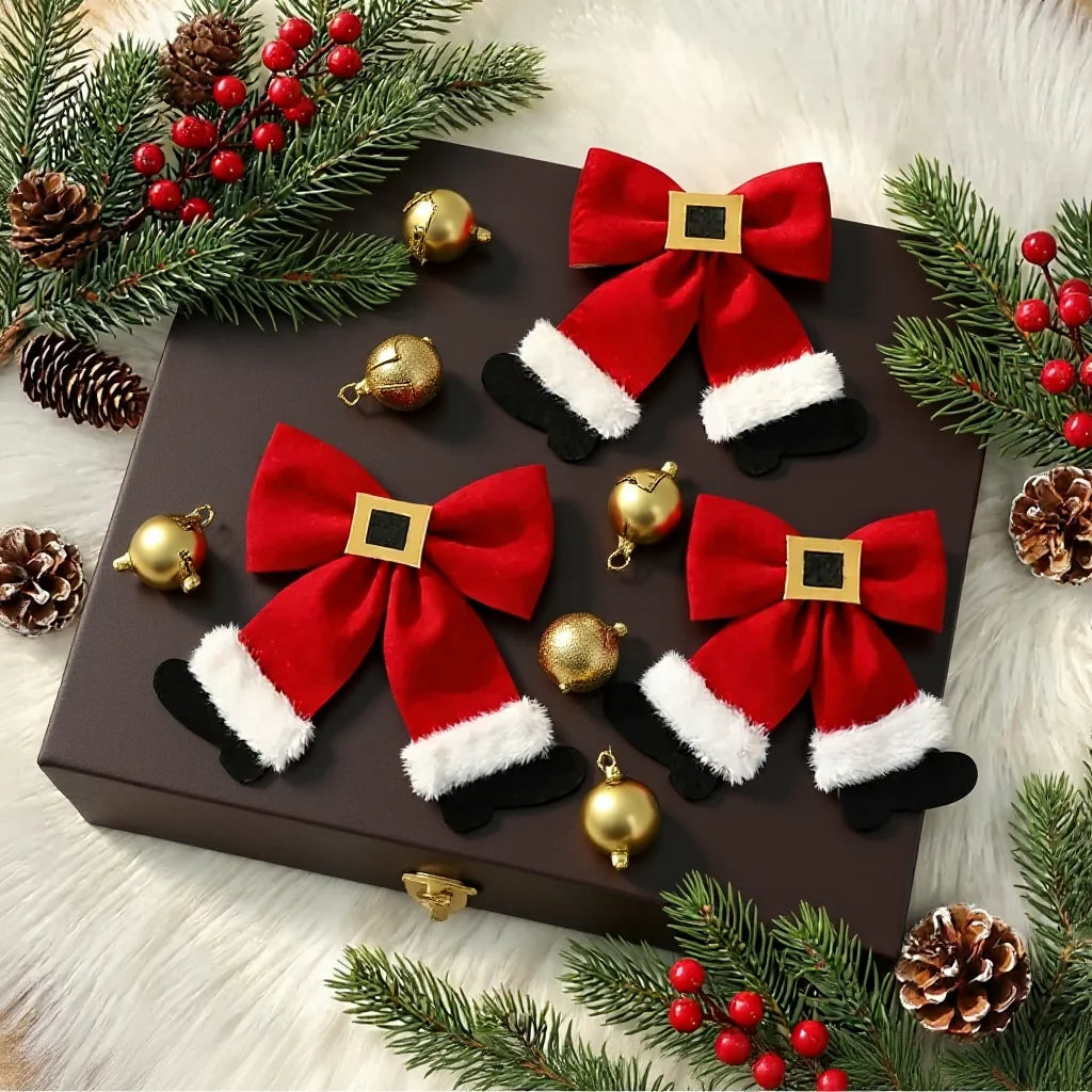 Velvet Christmas Bow Hanging Ornament | Festive Tree Decor