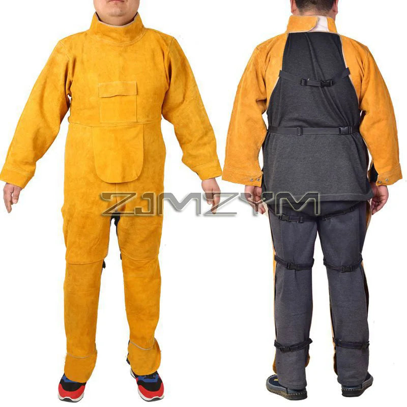 Cowhide Leather Welding Suit – Flame-Resistant Safety Uniform
