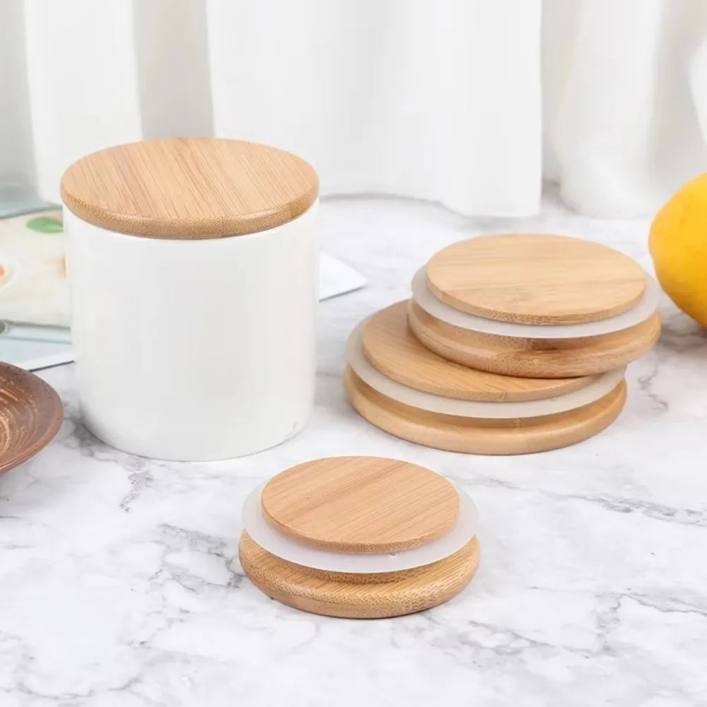 Reusable Bamboo Jar Lids with Silicone Seal – 85mm