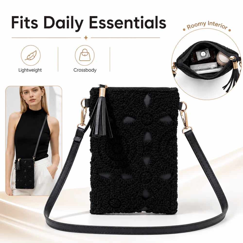 Woven Print Crossbody Bag – Lightweight Multicolor Women's Purse