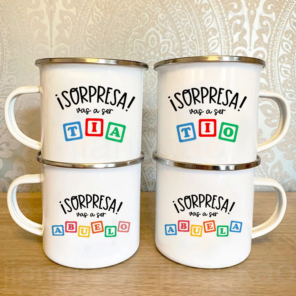 Pregnancy Announcement Enamel Mug – Family Surprise Gift