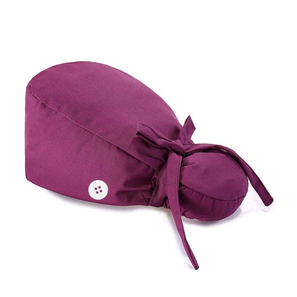 Adjustable Scrub Cap with Buttons & Ponytail Holder | Unisex