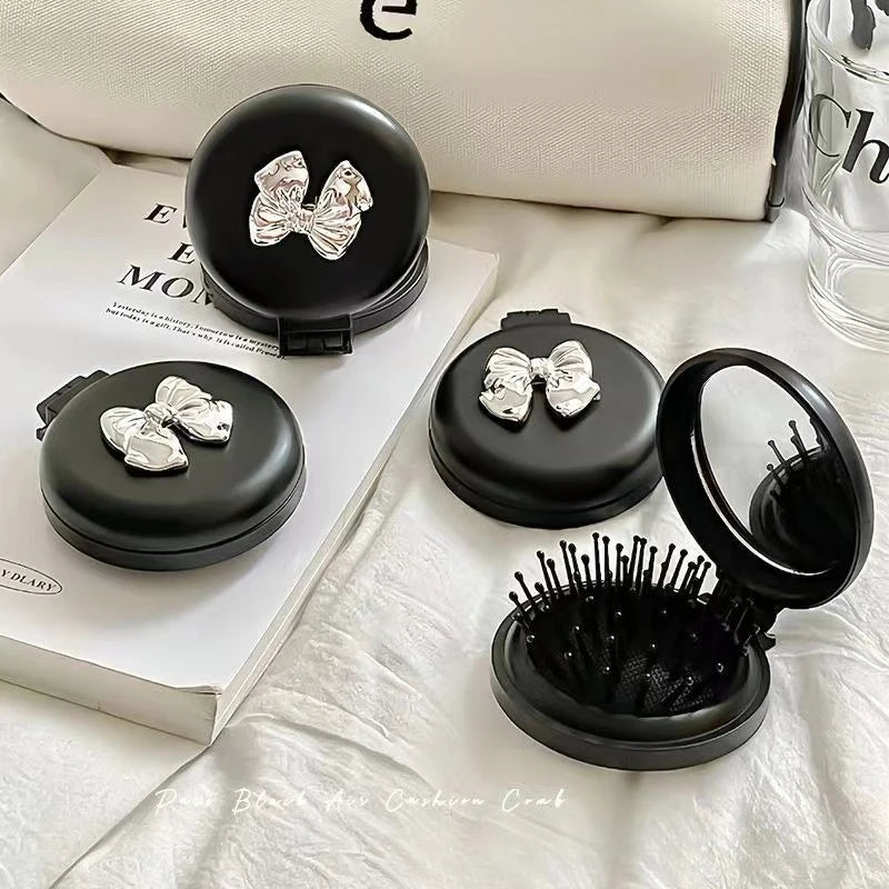 Folding Air Cushion Comb with Mirror – Mini Travel Hair Brush