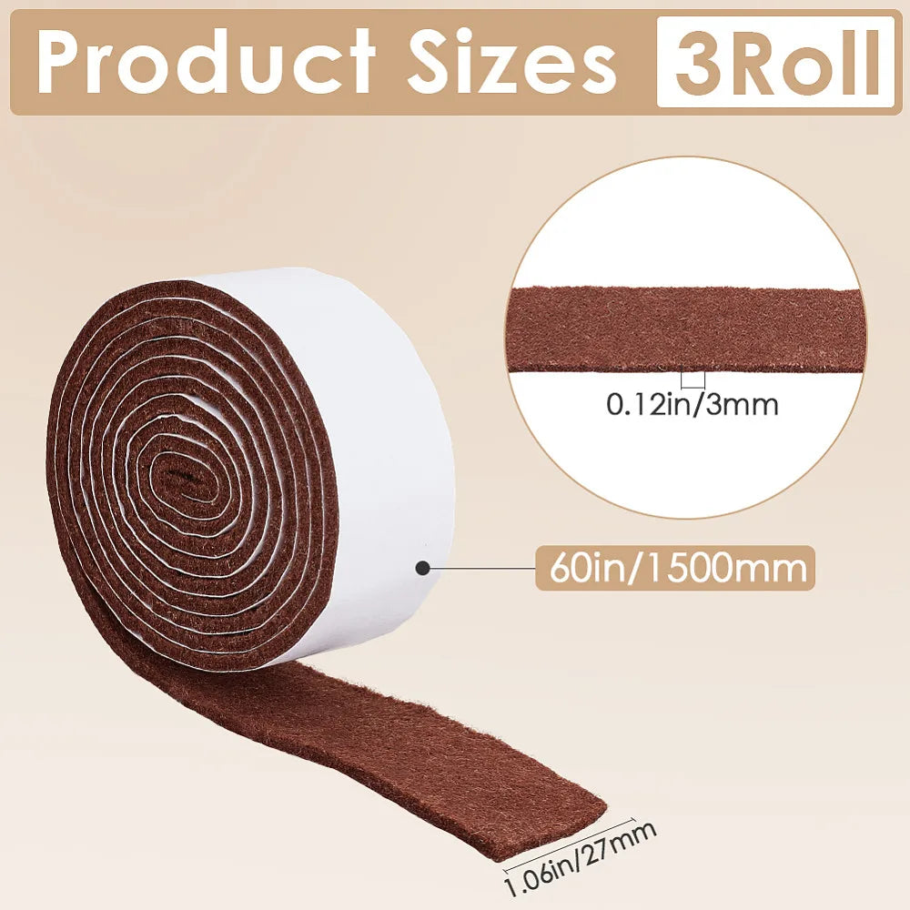 Self-Adhesive Felt Furniture Pads – 3 Roll Set, 3mm Thick