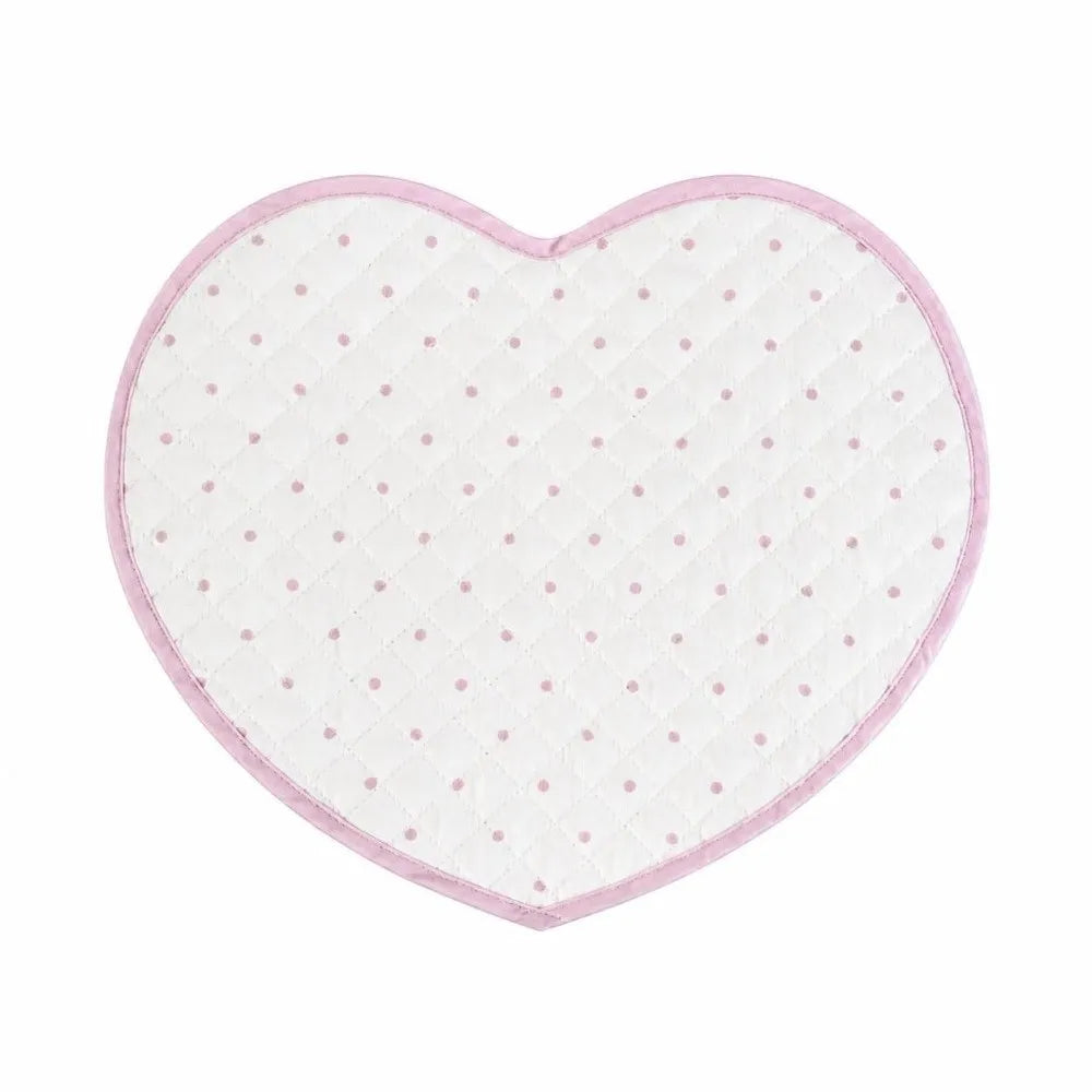 Heart-Shaped Quilted Fabric Placemat & Coaster – Polka Dot