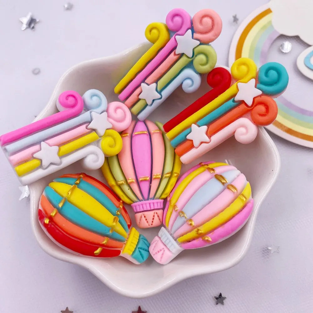 10PCS Resin Kawaii Flatback Cabochons – Stars Rainbows Balloons
