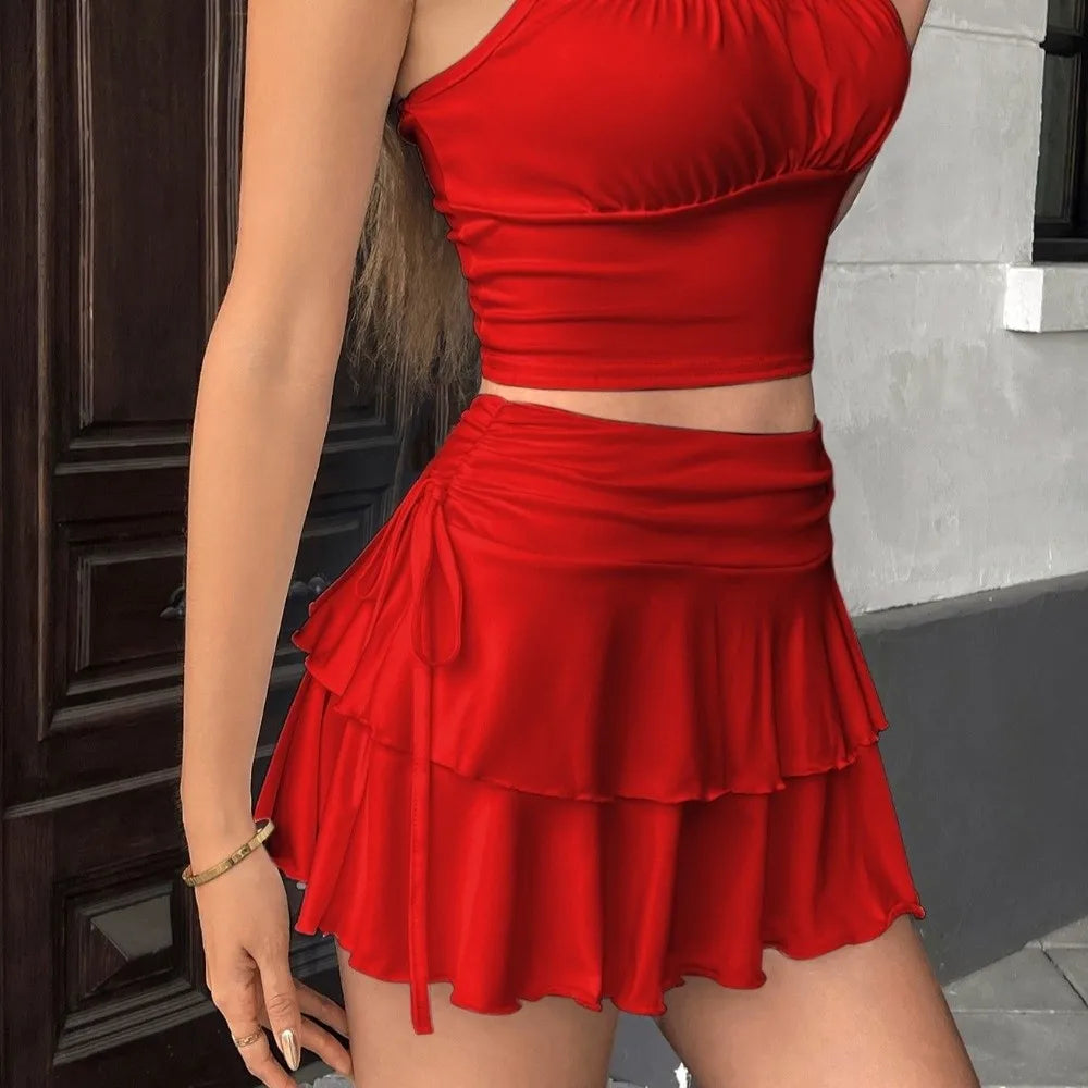 Women's High Waist Ruffle A-Line Mini Skirt | Summer