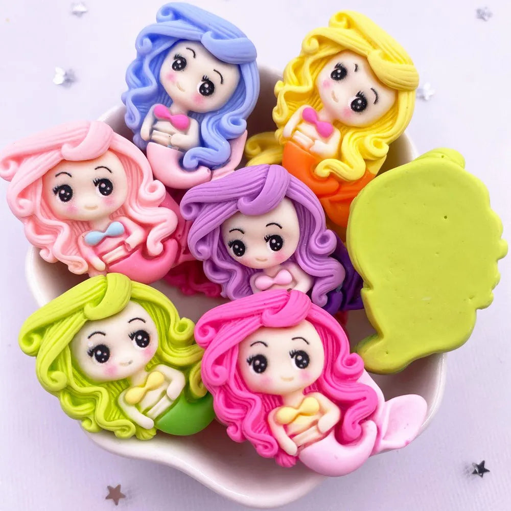 Kawaii Mermaid Princess Resin Flatback Figurines 10PCS | DIY Crafts