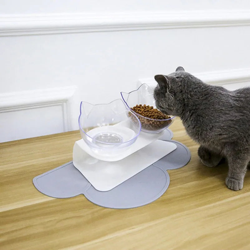 Tilted Transparent Cat Bowl – Splash-Proof & Non-Slip Feeder