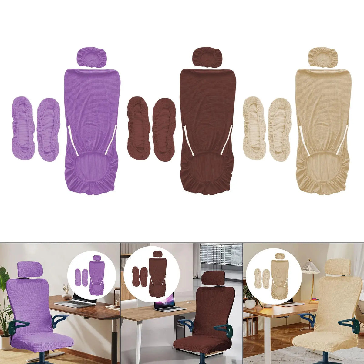 Universal Office Chair Cover Set – Headrest & Armrest Slipcovers