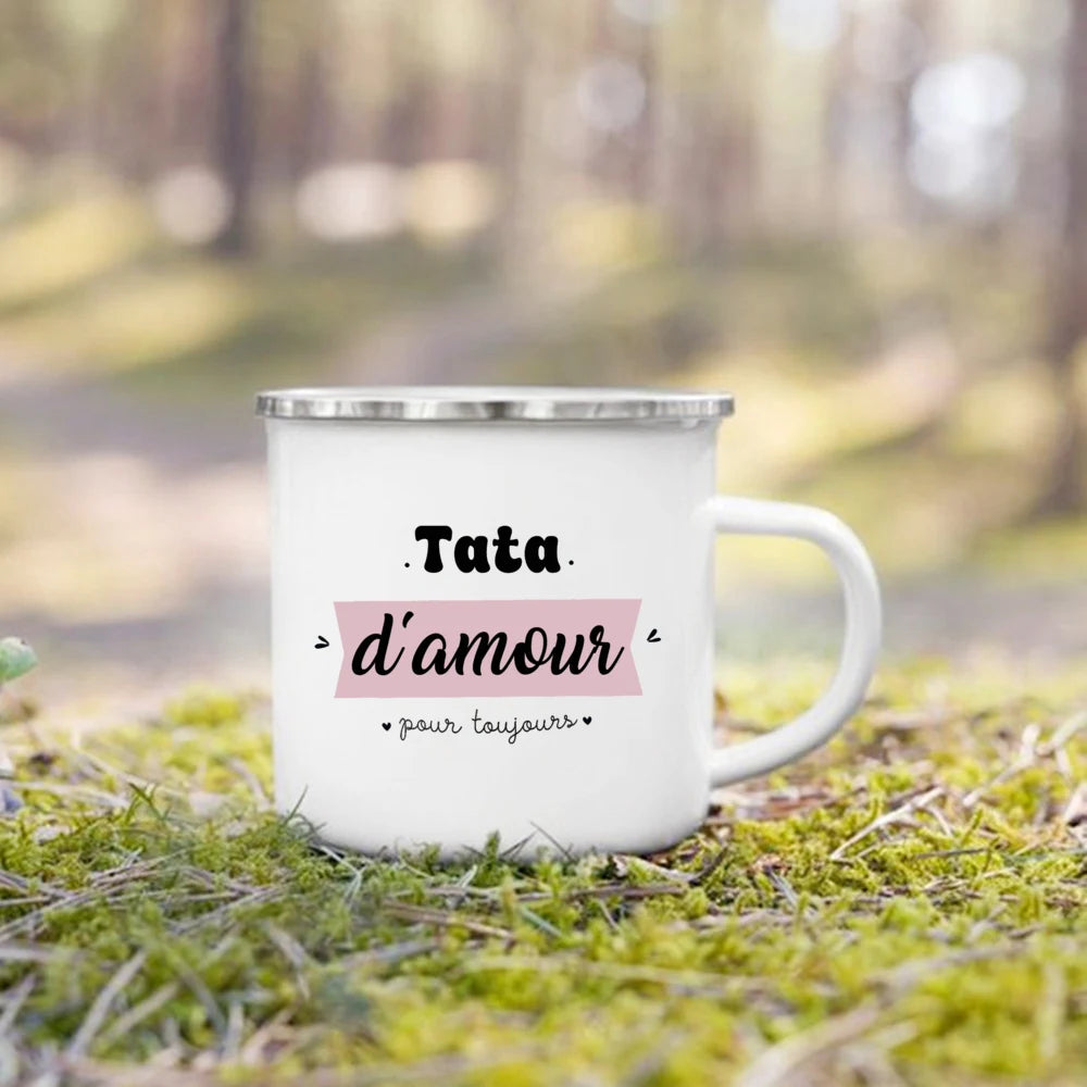 French Print Enamel Mug – Creative Coffee Cup Gift