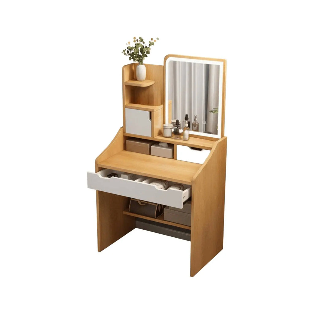 Modern Vanity Set with Lighted Mirror & Large Storage