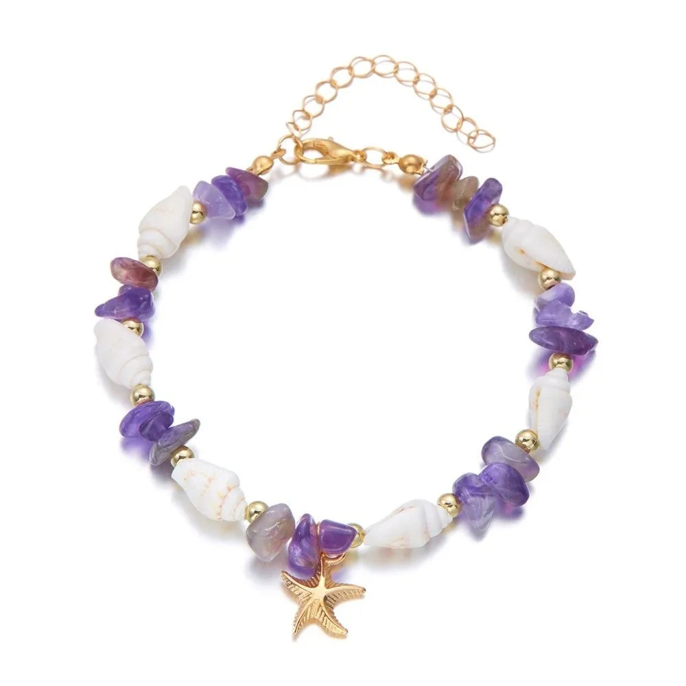 Bohemian Conch Shell Starfish Beaded Bracelet – Adjustable