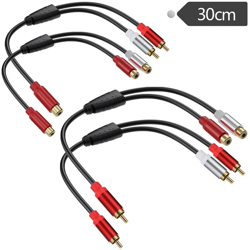 RCA Splitter 1 in 2 Out Male to Female Audio Adapter