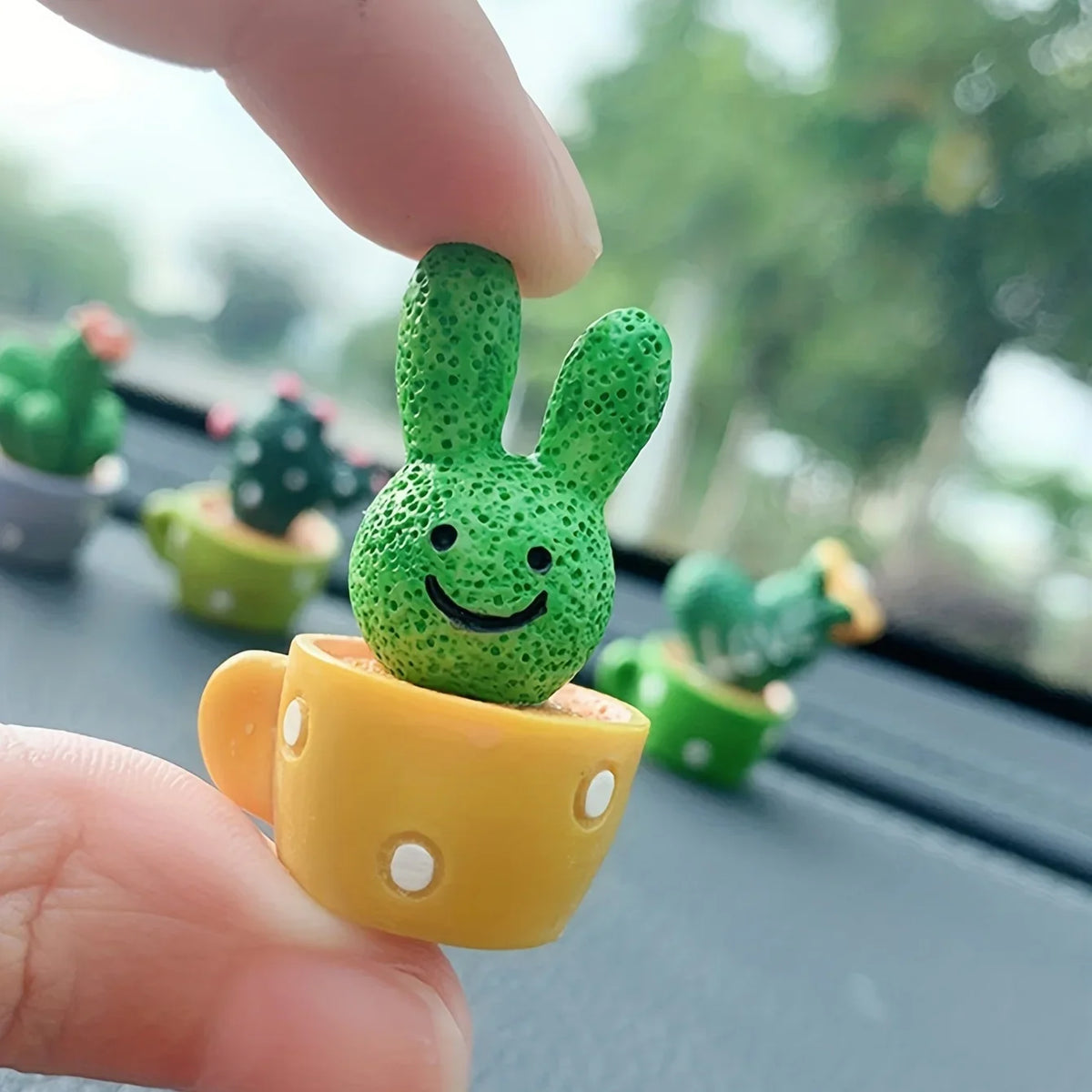 Resin Succulent Cactus Mini Plant Set of 4 – Home & Car Decor