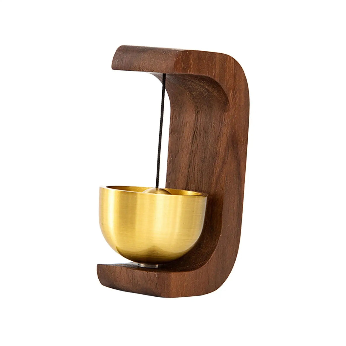 Walnut Doorbell Chime with Brass Bell | Suction Cup Mount