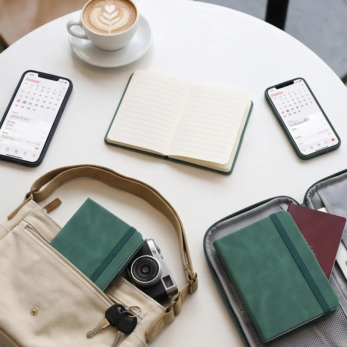 Mini A7 Pocket Notebook – PU Leather Diary with Pen Holder