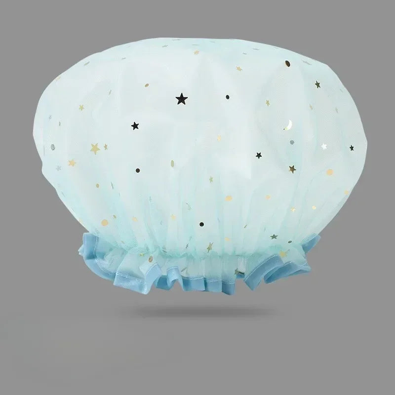 Waterproof Shower Cap – Starry Sky Print, Reusable & Elastic