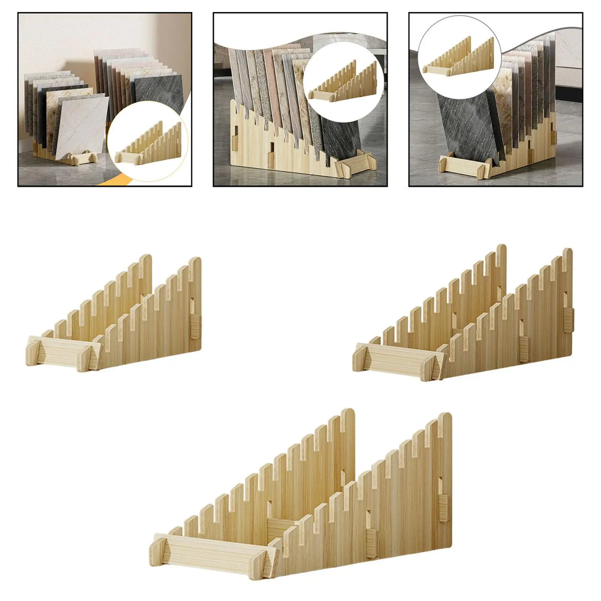 Wooden Floor Tile Display Stand – 8/10/12 Tier Rack
