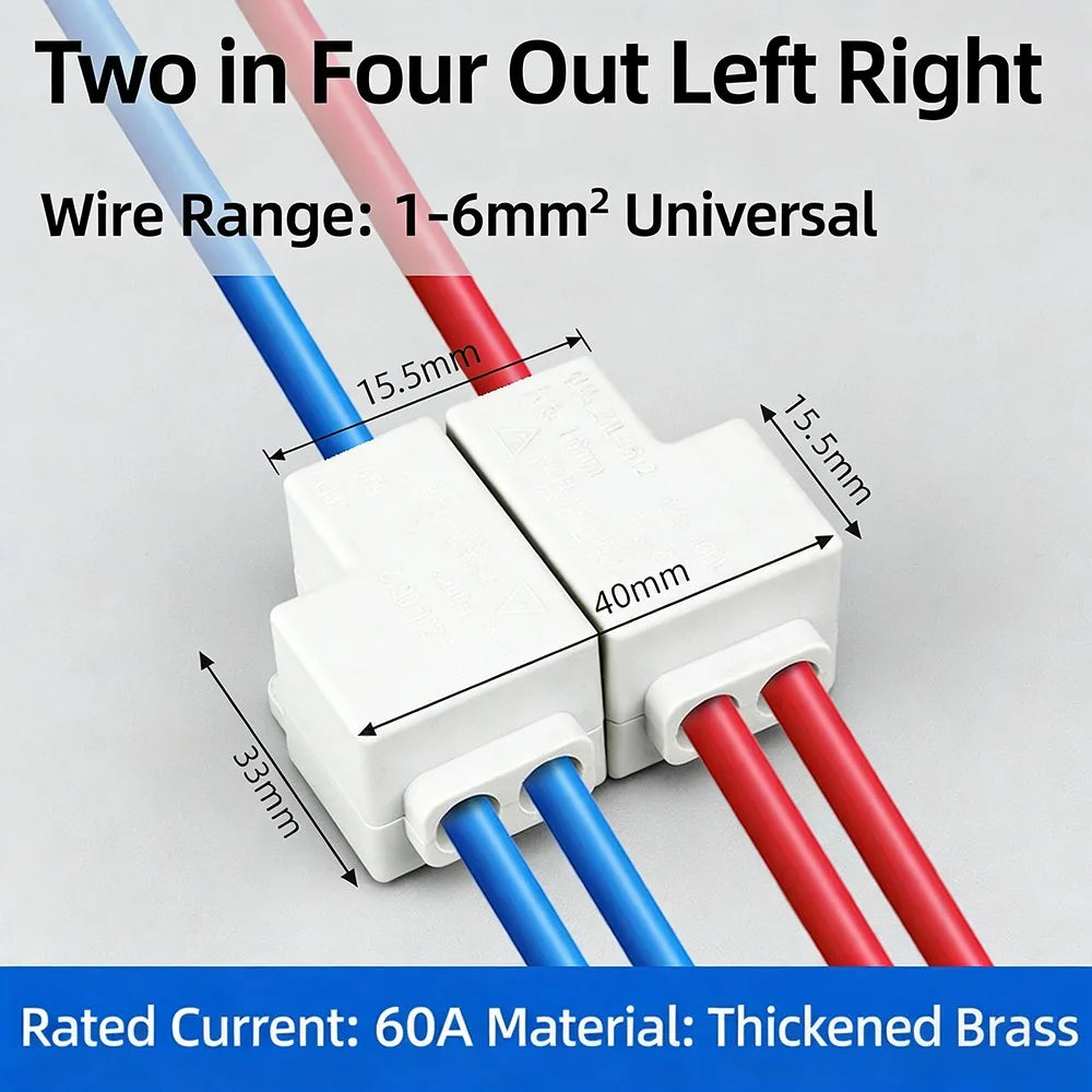 Brass Wire Connector Splitter 1–6mm² Quick Terminal Block 60A