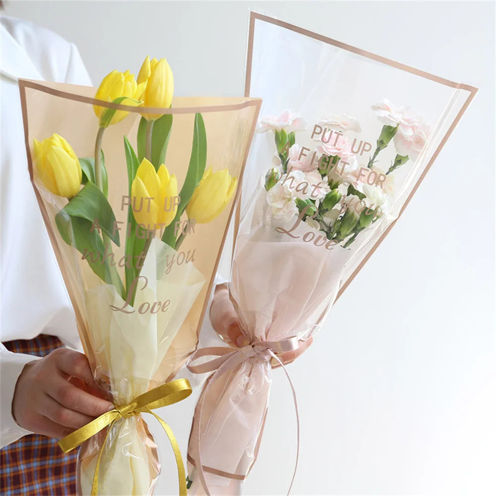 50-Pack Waterproof Rose Flower Wrapping Bags – Rose Gold