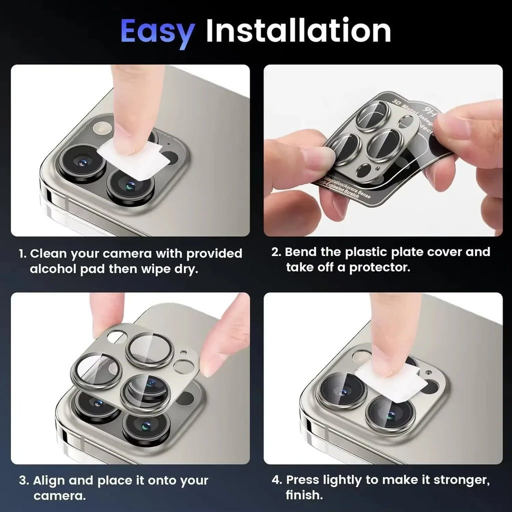 Metal Camera Lens Protector Tempered Glass for iPhone Pro