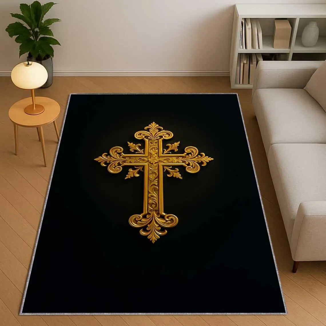 Islamic Prayer Rug – Gold Mihrab Arch Pattern Muslim Mat