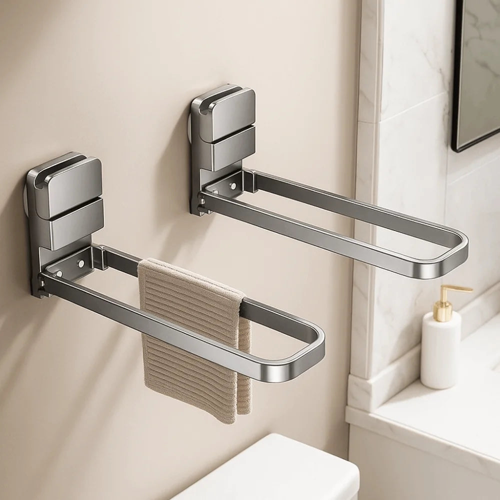 Foldable Suction Cup Towel Rack – No-Drill Bathroom Hanger