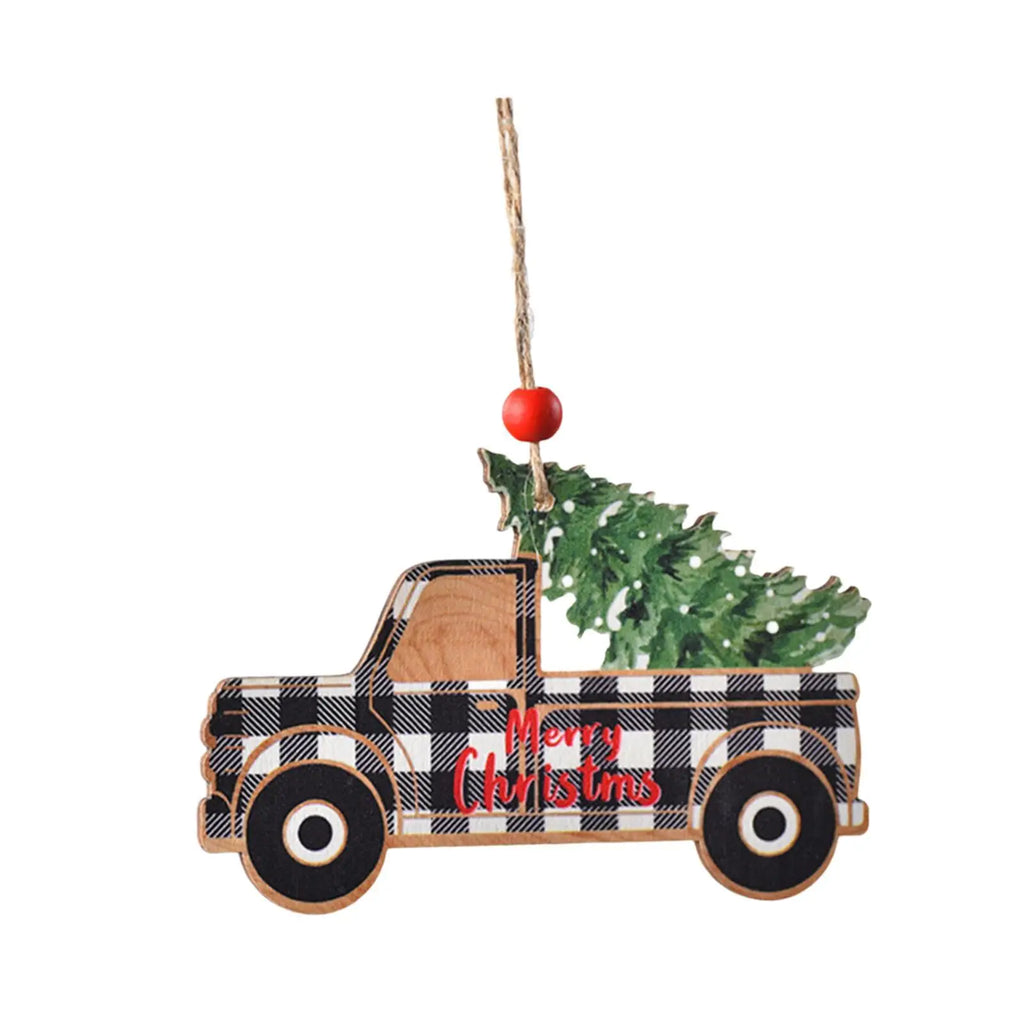 Rustic Wooden Car Hanging Ornament | Christmas Tree Decor