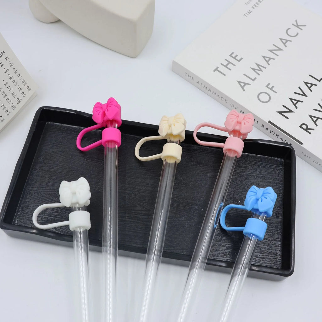 Cute Bow Silicone Straw Topper Cap – 10mm Tumbler Accessory