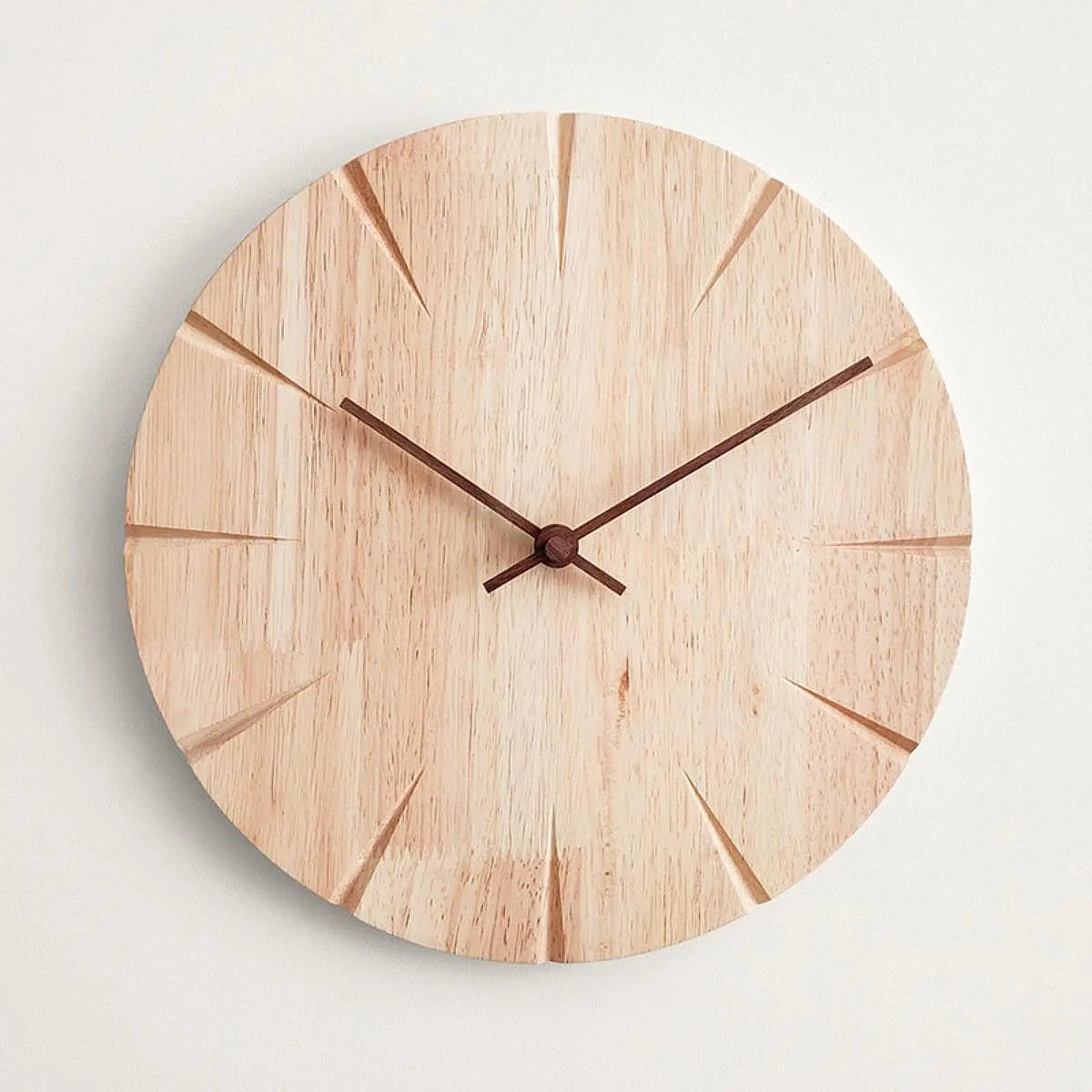 Natural Wood Wall Clock – Silent Non-Ticking Round Decor