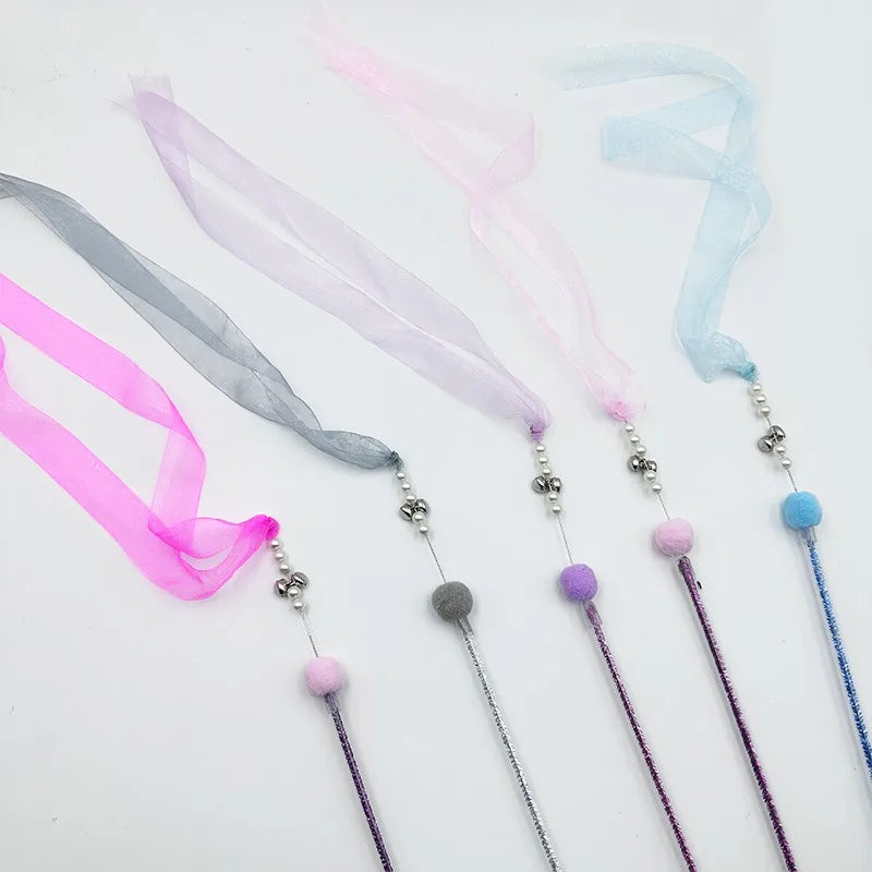 Feather & Bell Cat Wand Toy – Handheld Tickle Wand