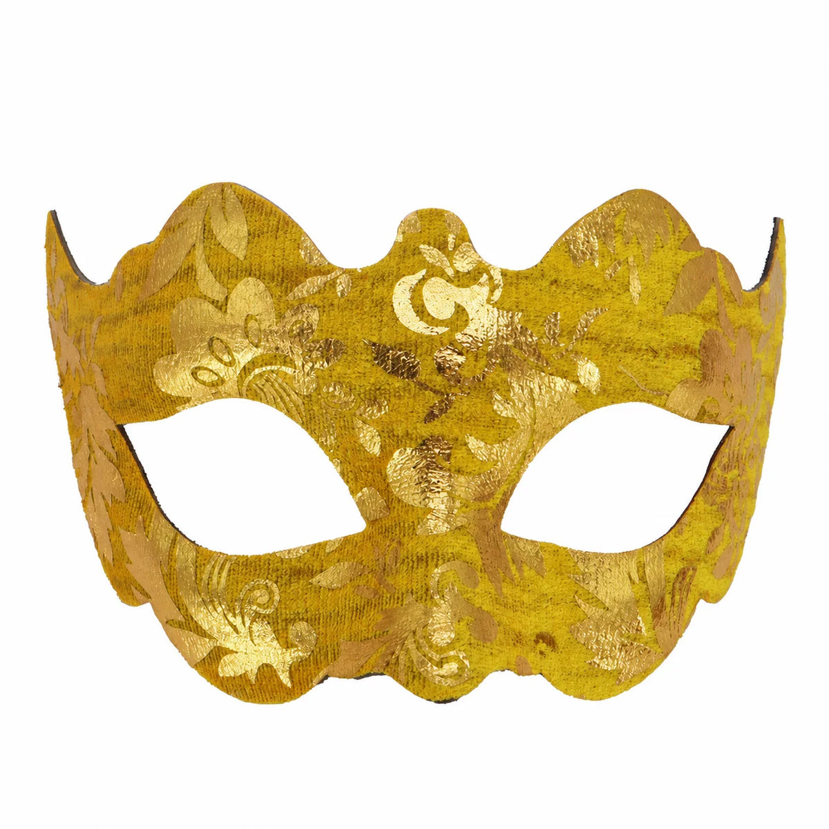 Flocked Gold Foil Half Face Jazz Masquerade Mask – Adults