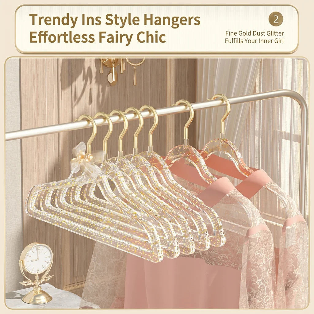 Glitter Transparent Clothes Hanger – Non-Slip Space Saving