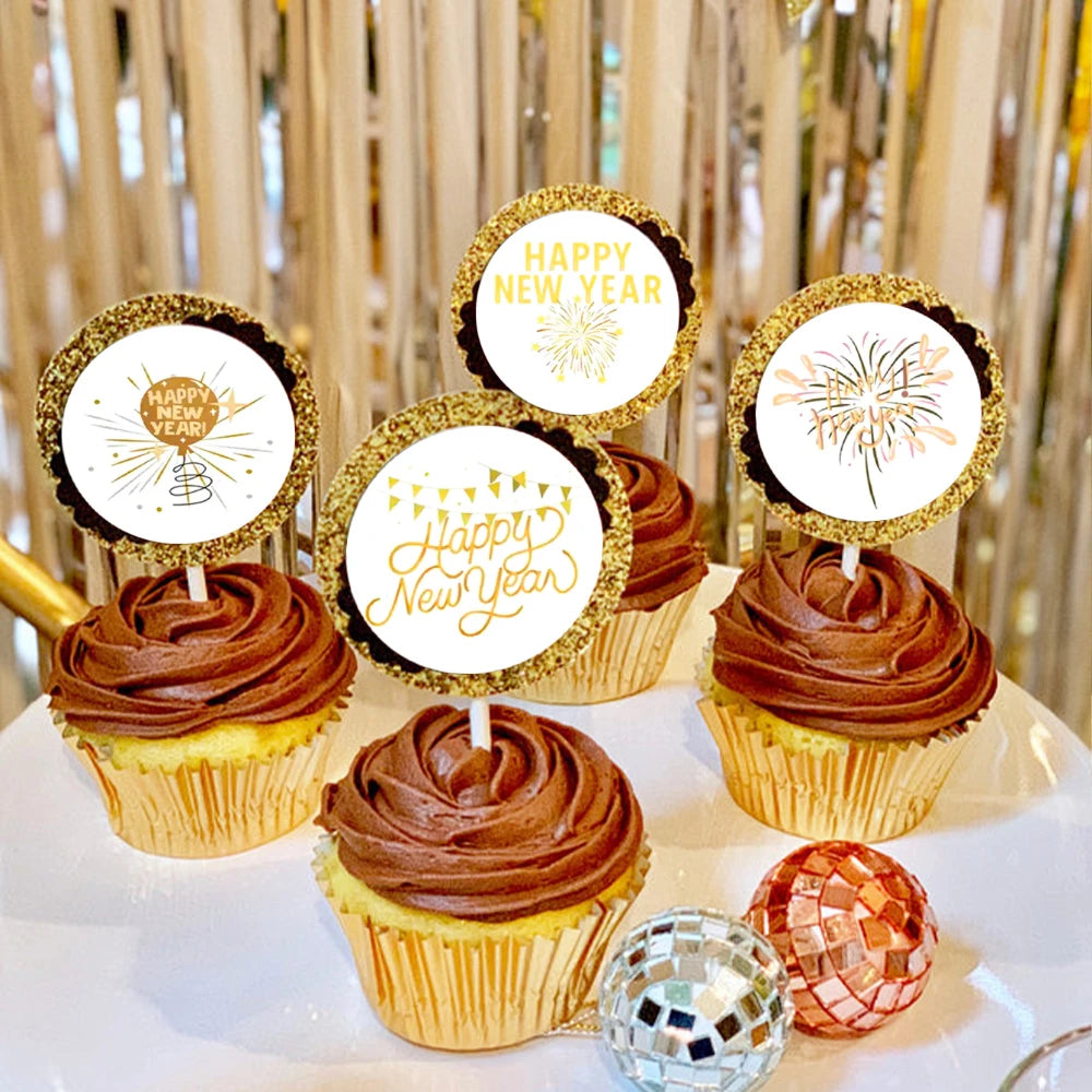 500-Pack Gold Foil Happy New Year Stickers | Gift Packaging