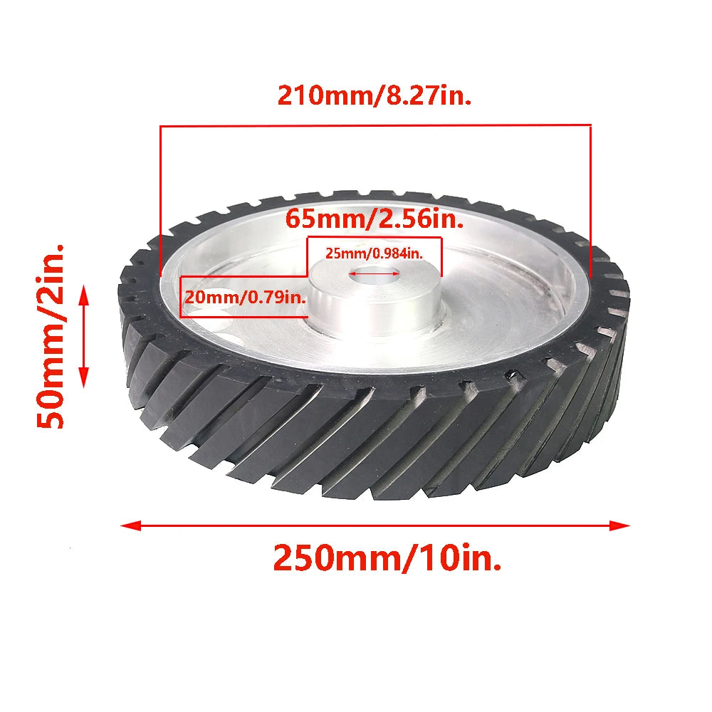 250x50mm Serrated Rubber Contact Wheel for Belt Grinder Sanding
