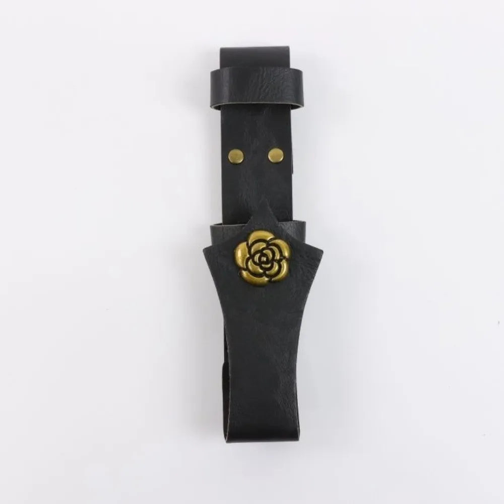 PU Leather Folding Fan Holder – Vintage Belt Loop Waist Case